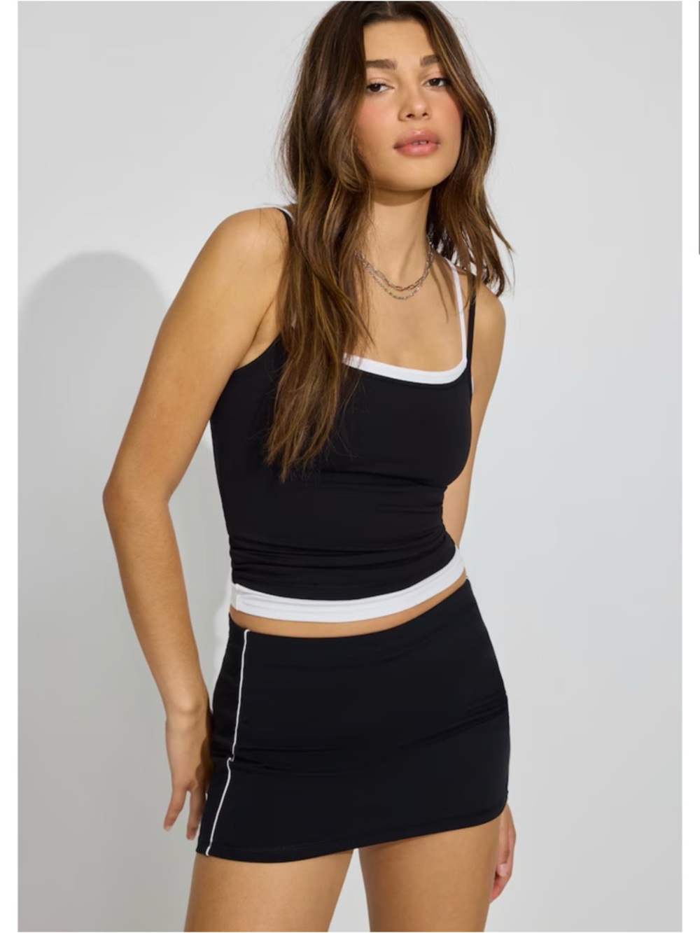Garage Womens Soft Active Skort With White Piping Workout Skort Black Small